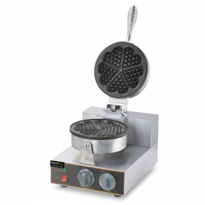 Kitchbox Gaufrier à fleurs antiadhésif en acier inoxydable industriel commercial (étui carré)-1 gaufre en 3 minutes - Product Image 1