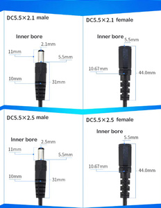 Кабель-пигтейл DC5521 5.5x2.1 мм, 0.5 мм², 20AWG, 2-жильный, красно-черный провод, с открытыми концами, для DIY и ремонта - Product Image 5