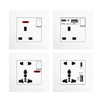 Prise murale blanche UK 86 avec USB-C 18W à charge rapide, 45A 250V, prise secteur murale avec port USB, interrupteur intermédiaire 1 gang 3 voies