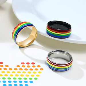 Anillo de Acero Inoxidable con Arcoíris del Orgullo, Hipoalergénico, Joyería Unisex, Anillo de Acero Inoxidable con Arcoíris del Orgullo, Venta al Por Mayor - Product Image 3