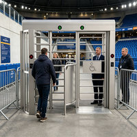 Tourniquet trépied monomoteur pleine hauteur à double voie pour fauteuils roulants, idéal pour les projets de halls d'immeubles de bureaux