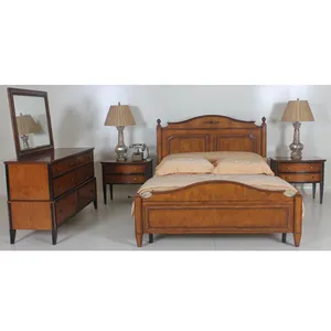 Çin fabrikada antika yatak en kaliteli kral katı ahşap yatak klasik tasarım kral ahşap yatak