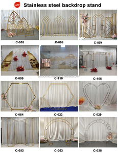 SMOOTH Party Decoration Gold Stainless Steel <b>Backdrop</b> <b>Stand</b> Laser-Cut Pattern With PVC White Plate Wedding Stage Decoration - Product Image 6