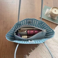 Sac fourre-tout en cuir PU tressé, 7 couleurs, lot de 2, couleur bonbon, grande capacité, sac à bandoulière ajouré, sac à main de plage pour femme