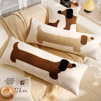 Coussins de canapé brodés personnalisables, housse de coussin longue avec motif de chat de dessin animé mignon, coussin long extra-large avec motif de chien