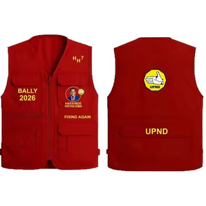 Camiseta Política Roja de la Campaña Electoral de Zambia con Foto del <span class=keywords><strong>Candidato</strong></span> y Logotipo del Partido, Camiseta para Hombre - Product Image 4