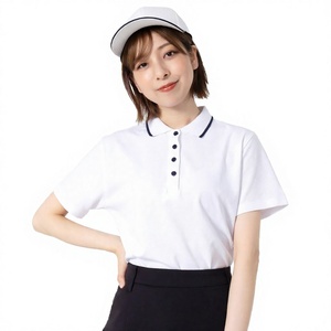 Polo en coton blanc pour femme, manches courtes, col classique, style preppy, tissu Oxford respirant, longueur normale - Product Image 4