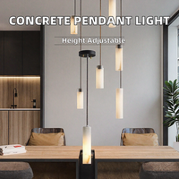 Suspension cylindrique minimaliste en ciment à hauteur réglable pour bar, bureau, salle à manger - Lampe LED de taille moyenne