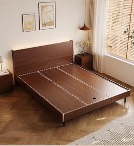 XHA Solid Oak Full Size Storage Bed with <b>Lighted</b> Headboard Chinese Design <b>Space</b>-Saving Durable for Small Apartments - Product Image 3