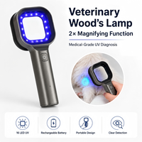 Professional Veterinary Dermatology Wood Lamp Medical Grade UV Light with 2X Magnifier for Animal Skin Diagnosis