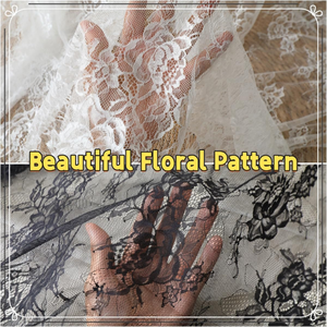 Tela de Encaje Chantilly Francés con Borde de Pestañas Bordadas con Patrón Floral de Nailon para Decoración del Hogar, Manteles y Cortinas - Product Image 6