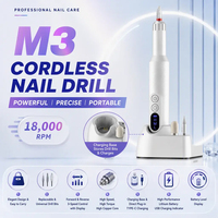 Perceuse à ongles portable sans fil en plastique avec moteur brushless pour manucure, façonnage, polissage et exfoliation, avec écran LED