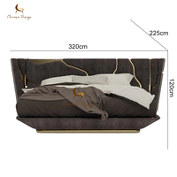 Lit double en bois de style italien moderne et luxueux, en cuir véritable, haut de gamme, sur mesure, taille super king, pour villa