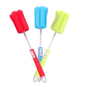 Cepillo para botellas con mango largo, herramienta de limpieza extensible para biberones, termos, tazas con cabezal de espuma, rojo, verde, azul - Product Image 3