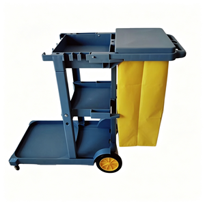 Chariot de nettoyage utilitaire pour l'entretien ménager, chariot de service mobile pour concierges avec porte-sacs poubelles, seau amovible, étagère multi-niveaux - Product Image 1