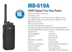 TYT MD-619A DMR dijital radio10W iki yönlü telsiz AES256 gelişmiş şifreleme walkie walkie talkie - Product Image 4