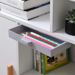 Boîte de rangement dissimulée en gros pour tiroir de bureau, support de table en plastique auto-adhésif, organisateur simple pour articles divers, cosmétiques et papeterie - Product Image 1