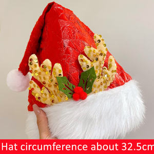 Nouveau dessin animé mignon noël chapeaux <span class=keywords><strong>de</strong></span> <span class=keywords><strong>père</strong></span> noël rouge bonhomme <span class=keywords><strong>de</strong></span> neige wapiti cerf rayé enfant noël décoration casquettes - Product Image 3
