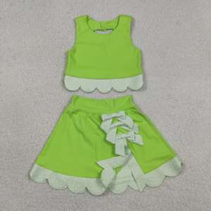 RTS Athletic Wear Bows Cute Little Girls' Casual Scallop Edge Skirt Shorts Lining Yoga <b>Sister</b> Clothes Outfits Children's Clothes - Product Image 4