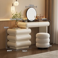 Table de toilette minimaliste en bois massif avec miroir intégré, table de chevet et commodes à tiroirs – Conception durable et écologique – Vente en gros OEM personnalisée