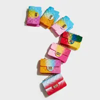 Bolsas de gelatina de PVC de colores para chicas, mini bolsas de gelatina con cadena y Asa de perlas, para hombro, dulces, envío rápido