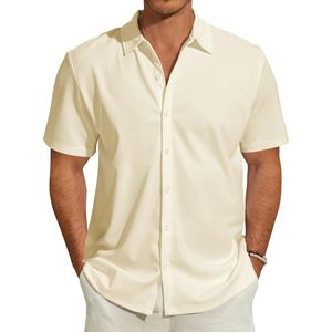 2025 Men's Slim Fit XL Size Button Down Dress Shirts Casual Business Shirts with Wrinkle-Free Stretch Solid Formal <b>Top</b> - Product Image 3