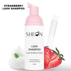 Shampoo de cílios de morango, shampoo com etiqueta privada vegan e sem crulty, espuma para limpeza de pele sensível, venda no atacado