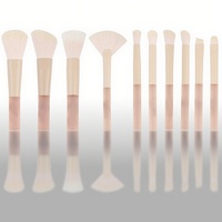 Ensemble de mini-pinceaux de maquillage - Kit professionnel de 10 pièces, fibres synthétiques, manche en plastique pour le visage, y compris des pinceaux pour la poudre et les fards à paupières