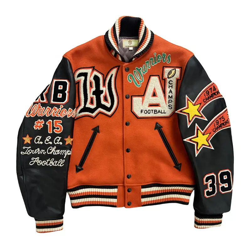 Tùy Chỉnh Cổ Điển Mùa Đông Và Mùa Thu Của Nam Giới Da Tay Áo Bóng Chày Varsity Letterman Áo Khoác