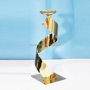 도매 황금색 높은 트럼펫 화병 웨딩 테이블 파티 장식용 - Product Image 2