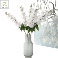 Fleur de Delphinium en latex blanche de haute qualité, 80 cm, impression 3D, toucher réel, pour la décoration de table de mariage, de la maison, de la Saint-Valentin