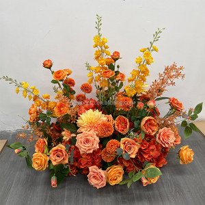 Mịn phổ biến trang trí đám cưới bị cháy cam nhân tạo sắp xếp hoa màu nâu cam hoa bóng hoa bảng điều khiển Á hậu - Product Image 5