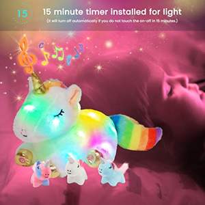 Jouet en peluche chantant allumant maman licorne avec bébé licornes dans son ventre Volume réglable <span class=keywords><strong>berceuse</strong></span> animée apaiser les cadeaux - Product Image 5