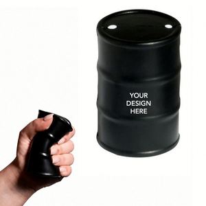 Custom Logo Black Oil <b>Drum</b> Stress Reliever Soft PU Foam Barrel Shaped Squeeze <b>Toy</b> for Promotional Activities - Product Image 1