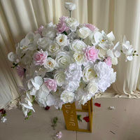 Orchidée Phalaenopsis rose 50 cm au toucher réel intemporel, fournitures de décoration de mariage, boule de fleurs MoKtong couleur champagne pour table de gâteau