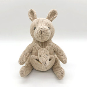 Hữu cơ mềm màu nâu gối màu xanh lớn dệt kim nhảy đấm bốc bé <span class=keywords><strong>Kangaroo</strong></span> chuột sang trọng Thú nhồi bông đồ chơi - Product Image 1