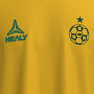 T-shirt Homme Vintage Style Américain à Impression Numérique HEALY, Jaune et Vert Foncé, Bloc de Couleurs, Badge Étoile, Maille, Manches Courtes - Product Image 5