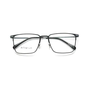 Vintage Elastic Temples Legs Square Eyeglass Frames Titanium Aluminum Eyewear Manufacture