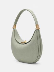 Sac à main en forme de croissant en cuir vert clair avec des ornements en métal luxueux, un sac à bandoulière pour femme. - Product Image 3