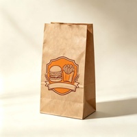 Sac en papier kraft brun anti-graisse pour aliments, burgers et pizzas à emporter, 15x9x27cm, recyclable - Vente directe usine