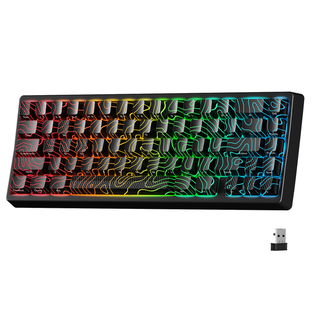 XVX M67 JadeStone Mechanical Keyboard Topography Black 65% Wireless QMK/VIA Gaming Keyboard Tri-Mode Hot Swappable Mechanical