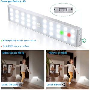 Barre d'éclairage à détecteur de mouvement rechargeable à 30 LED, lumières de nuit pour cuisine, LED magnétiques ultra-minces, éclairage sous-armoire, éclairage de comptoir, éclairage de placard - Product Image 3
