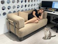 Canapé moderne en sherpa compressé, pliable, en boîte sous vide, avec texture bulle, éponge modulaire, rembourrage arrondi, sans danger pour les enfants, pour l'école