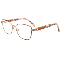V87026 Montures optiques œil de chat en métal pour femmes, branches en acétate, montures de lunettes en métal pour femme
