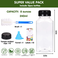 Hot Selling 10 Oz Drank Plastic Verpakking Rechthoek Vloeibare Fruit Melk Water Heldere Sap Flessen Met Schroefdop Deksels