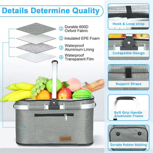 Bolsa Térmica Porta Alimentos Personalizada con Logotipo, Plegable, Impermeable, para Viajes, Campamentos, Compras, Picnic - Product Image 4
