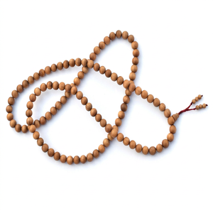 Riddhi Siddhi Indian Carving Aromatic Round Golden Yellow Sandalwood Beads Bulk From Rajasthan in <b>Box</b> - Product Image 1