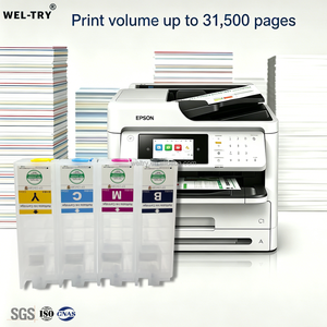 <span class=keywords><strong>Cartouche</strong></span> <span class=keywords><strong>d</strong></span>'<span class=keywords><strong>encre</strong></span> rechargeable WEL-TRY à conception brevetée pour imprimantes Epson WF-C5790 WF-C5890 5310 5390 PX-M884 S884, <span class=keywords><strong>vide</strong></span> sans puce - Product Image 2