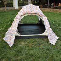 Tente de camping portable pour 2 personnes, double couche, avec poteaux en aluminium, 2 portes, moustiquaire, coupe-vent, imperméable, jupe complète, pour randonnée en plein air