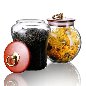 Très Offre Spéciale! Nouveau Design Lâche Thé De Stockage Bocal En Verre Épice Boîte de Condiment Réservoir Avec Couvercles De Bambou Pour Cuisine Bureau usage domestique - Product Image 4